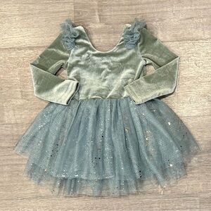 Elegant Velvet Kids Dress with Tulle Skirt